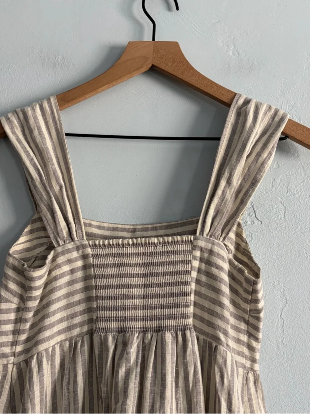 Madewell Striped Tiered Maxi Dress Hemp Vertical Stripe Plain - Picture 11 of 14